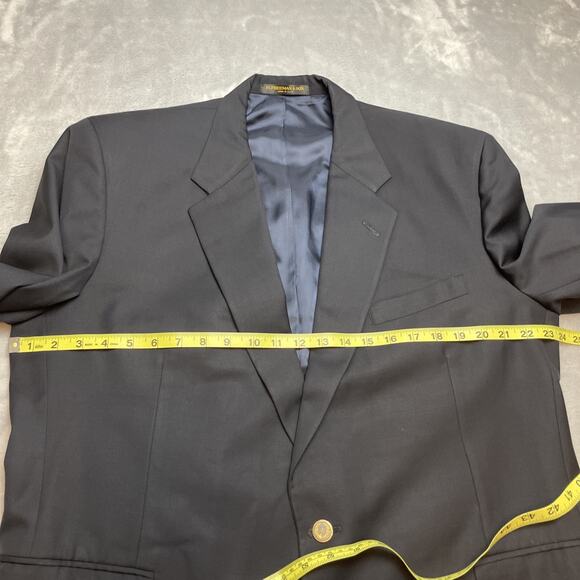 Vtg H Freeman & Son Suit Jacket‎ Blazer Mens 42L Black Wool 2 Gold Button Vented - Picture 9 of 14